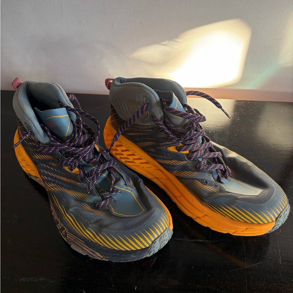 Hoka Blue and Orange Speedgoat Mid 2 GTX Shoes